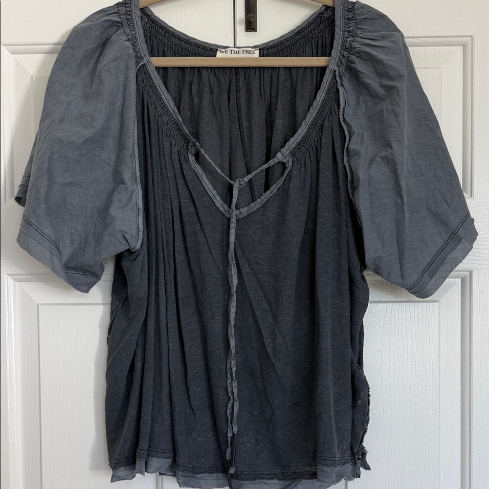 We The Free Charcoal Blouse
